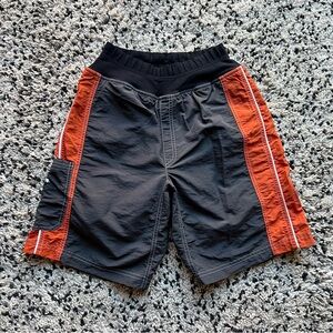 Bomber Gear Shorts Neoprene Nylon Stretch Waist Grey Orange Men’s Size Small